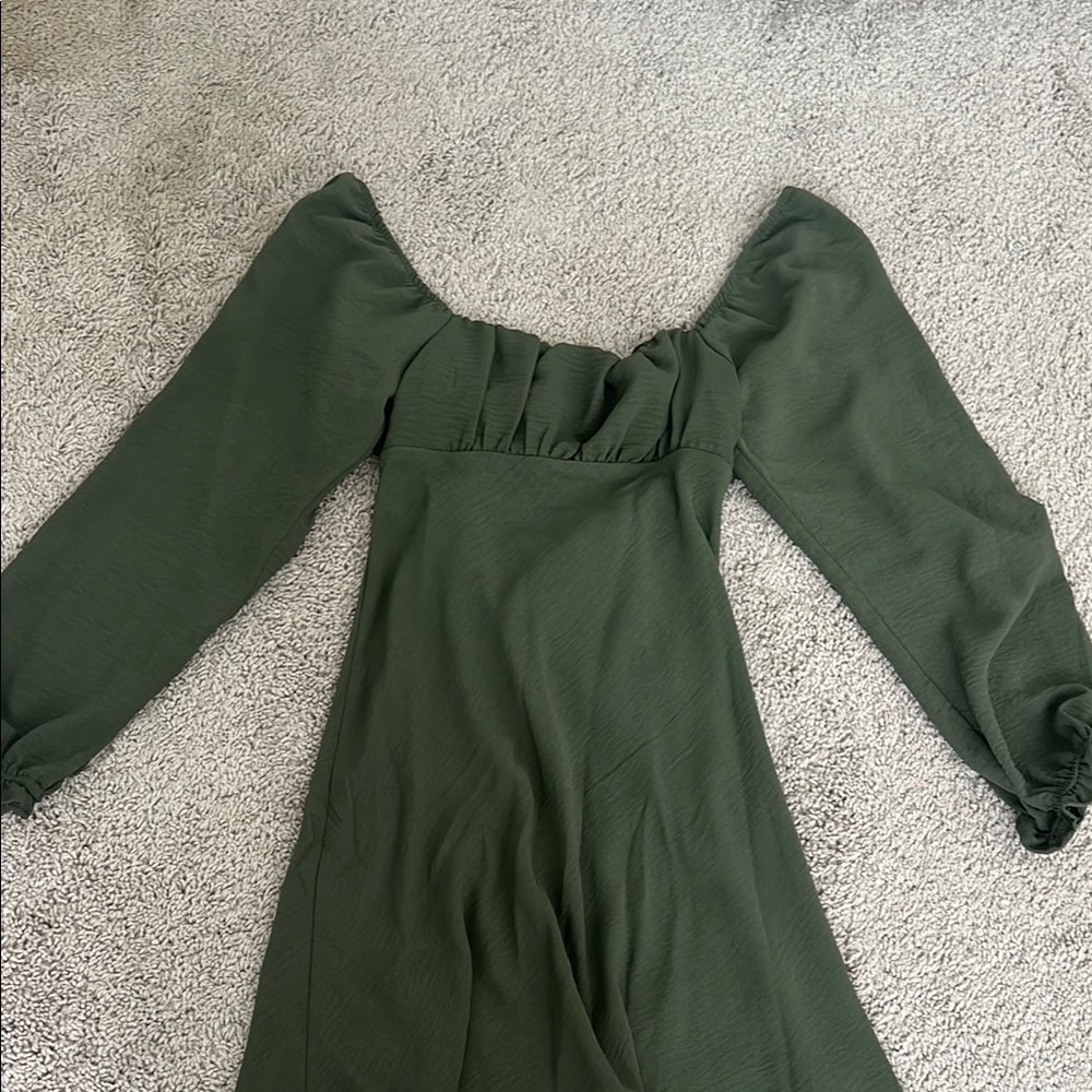 Green Smocked Off-Shoulder Sundress